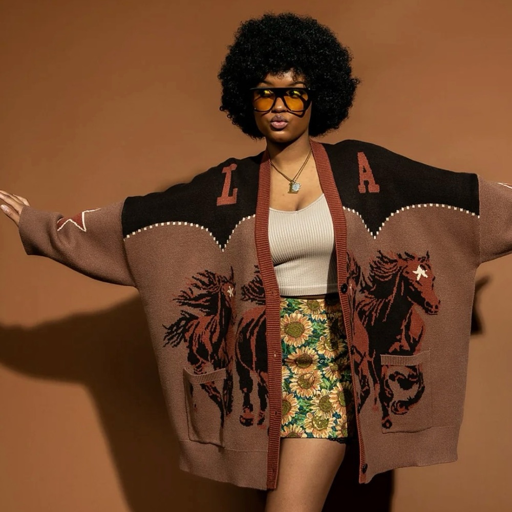 Brown Horse Pattern Cardigan